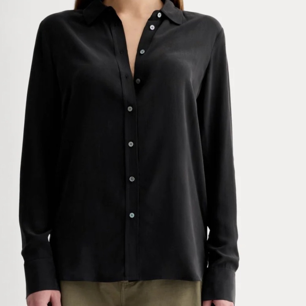 Everlane Black Silk Button Up Relax Shirt Dressy and  lose